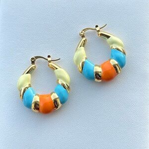 Candy Hoop Earrings Gold Plated Stainless Steel